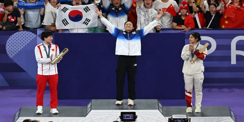 Podium Badminton Tunggal Putri, An Se Young, He Bingjiao, Gregoria Mariska Tunjung Olimpiade Paris 2024